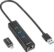 sharkoon 3 port usb 32 gen1 alu hub rj45 black photo