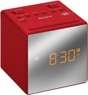 sony icf c1tr alarm clock with fm am radio red photo