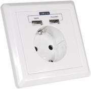 maclean mce73 wall mounted power socket with 2 usb white photo
