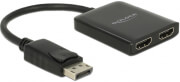 delock 87720 displayport 12 2x hdmi 4k on cable 25cm video splitter photo