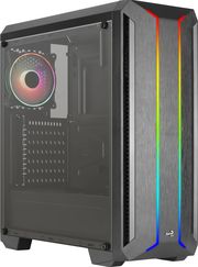 case aerocool skyline argb with argb back fan midi tower tempered glass black photo