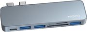 yesido hb10 usb c hub for apple macbook pro air 6in1 grey photo