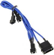 bitfenix molex to 3x 3 pin 7v adapter 20cm sleeved blue black photo