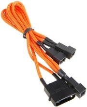 bitfenix molex to 3x 3 pin 7v adapter 20cm sleeved orange black photo