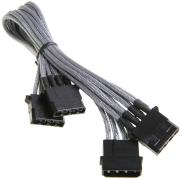 bitfenix molex to 3x molex adapter 55cm sleeved silver black photo