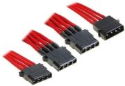 bitfenix molex to 3x molex adapter 55cm sleeved red black photo