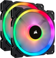 corsair ll140 rgb 140mm dual light loop rgb led pwm fan dual pack with lighting node pro photo