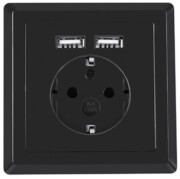 lanberg ac wall socket with 2 port usb charger black photo
