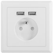 lanberg ac wall socket with 2 port usb charger french socket white photo