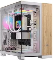 case corsair 6500x dual chamber tempered glass midi tower micro atx white bamboo wood photo
