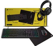 corsair 4 in 1 gaming bundle k55 core keyboard harpoon pro mouse hs35v2 71 headset mm100 mousepa