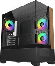 case cooler master elite 690 tempered glass atx white 3x120mm argb fans wood white photo