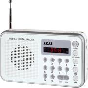 akai dr002a 521 usb portable radio silver white photo