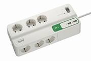 apc pm6u gr essential surgearrest 6 outlets with 5v 24a 2 port usb charger 230v white me diakopti photo