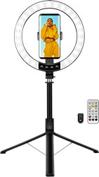 logilink aa0156 led ring fill light selfie stick with tripod 25cm black photo
