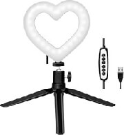 logilink aa0155 led ring fill light selfie stick with tripod heart shape photo