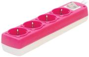 sas 100 11 417 colourline 4 socket power strip with cable pink white me diakopti photo
