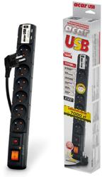 acar surge protector usb 3m black 6 outlets 2x usb 21a me diakopti photo