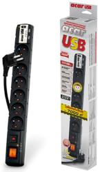 acar surge protector usb 15m black 6 outlets 2x usb 21a me diakopti photo