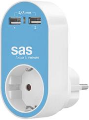 sas 100 15 127 power adapter with 1x schuko and 2x usb blue photo