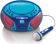lenco scd 650 portable fm radio with cd mp3 usb microphone blue photo