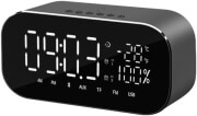 akai abts s2 dual alarm clock and bluetooth speaker 6w with radio aux in and usb for charging blac photo