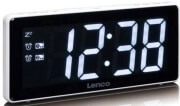 lenco cr 30wh clock radio with red 3 inch leds white photo
