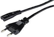 hama 39663 mains cable euro plug 2 pin socket double groove 075m black photo