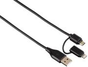 hama 54566 2in1 micro usb cable with lightning adapter gold plated 12m photo