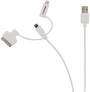 valueline vlmp39410w100 sync charge cable a micro b with lightning and 30 pin adapter 1m white photo
