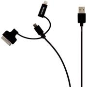 valueline vlmp39410b100 sync charge cable a micro b with lightning and 30 pin adapter 1m black photo