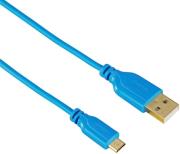 hama 135701 flexi slim micro usb cable gold plated twist proof 075m blue photo