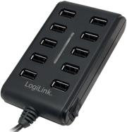 logilink ua0125 usb 20 10 port hub with on off switch black photo