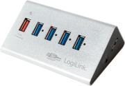 logilink ua0227 usb 30 4 1 port hub aluminum with power supply photo