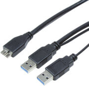 logilink cu0072 usb 30 y power cable 2x am to 1x micro bm 1m black photo