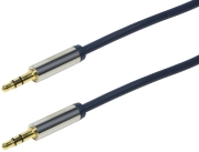 logilink ca10030 audio cable 2x 35mm male stereo gold plated 03m dark blue photo