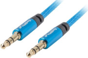 lanberg premium mini jack 35mm m m 3 pin audio cable 1m blue photo