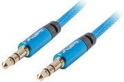 lanberg premium mini jack 35mm m m 3 pin audio cable 3m blue photo