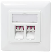 logilink nk4024 keystone face plate with 2 lc duplex adapters white photo