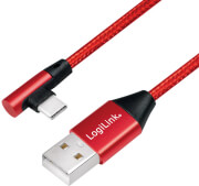 logilink cu0146 usb 20 cable am to usb c angled plug 1m red photo