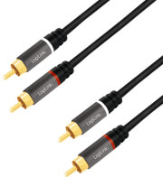 logilink ca1201 stereo audio cable 2 x 2 rca male 05m black photo