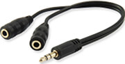 equip 147941 35mm audio split cable 35mm male 2x 35 mm female pvc 13cm black photo