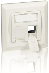 equip 760303 face plate 80x80 for 2 keystone jacks with insert frame pearl white photo