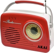 akai apr 11r retro radio with usb sd and aux red photo