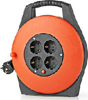 nedis peccr10 cable reel plug with earth contact 100m 3200w black orange photo