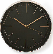 nedis clwa013pc30bk circular wall clock 30 cm diameter black rose gold photo