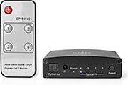nedis aswi2514bk digital audio switch 4 way connection input dc power 4x toslink black photo