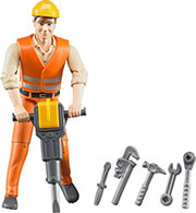 bruder construction worker with accessories photo bruder construction worker with accessories photo