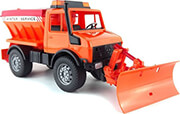 bruder mb unimog winter service with clearing sign photo