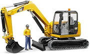 bruder cat mini excavator yellow black with construction worker photo